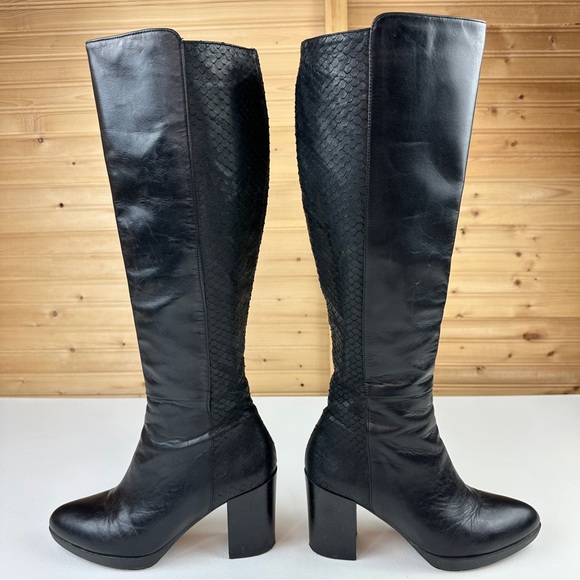 Dune London Knee-High Mid Block Heeled Black Boots Size EU 39 US 8 Dune Black - Picture 3 of 16